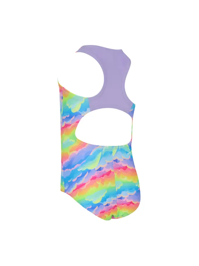 New, view full size image of Front view of Product detail - Girls Skydream Actionback Swimsuit SKDR