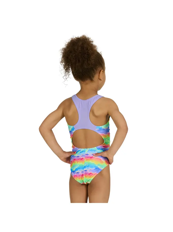 New, view full size image of Front view of Product detail - Girls Skydream Actionback Swimsuit SKDR