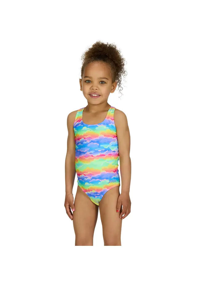 New, view full size image of Front view of Product detail - Girls Skydream Actionback Swimsuit SKDR