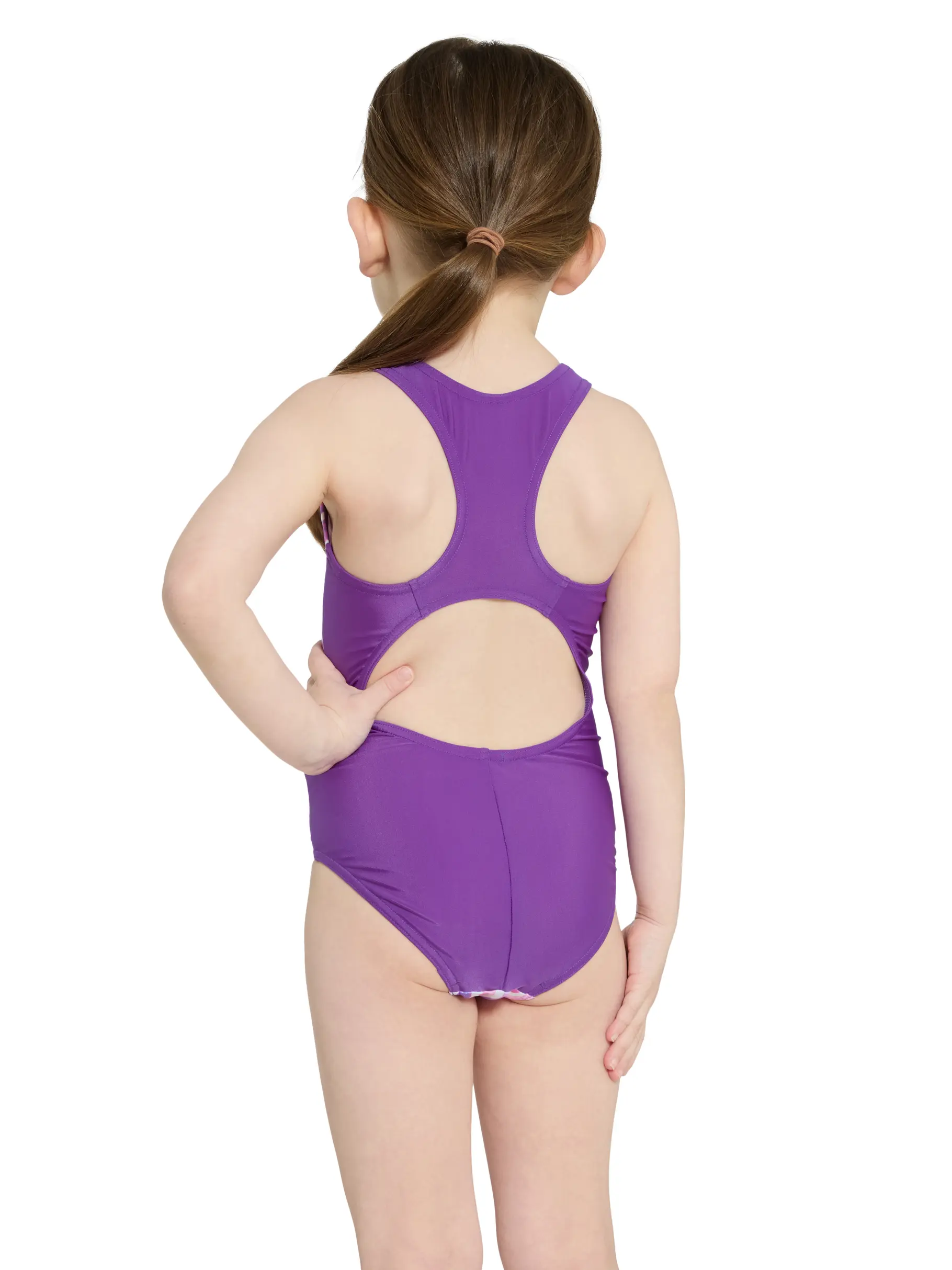 Clearance, view full size image of Front view of Product detail - Girls Unicorn Actionback One Piece Swimsuit UNIC