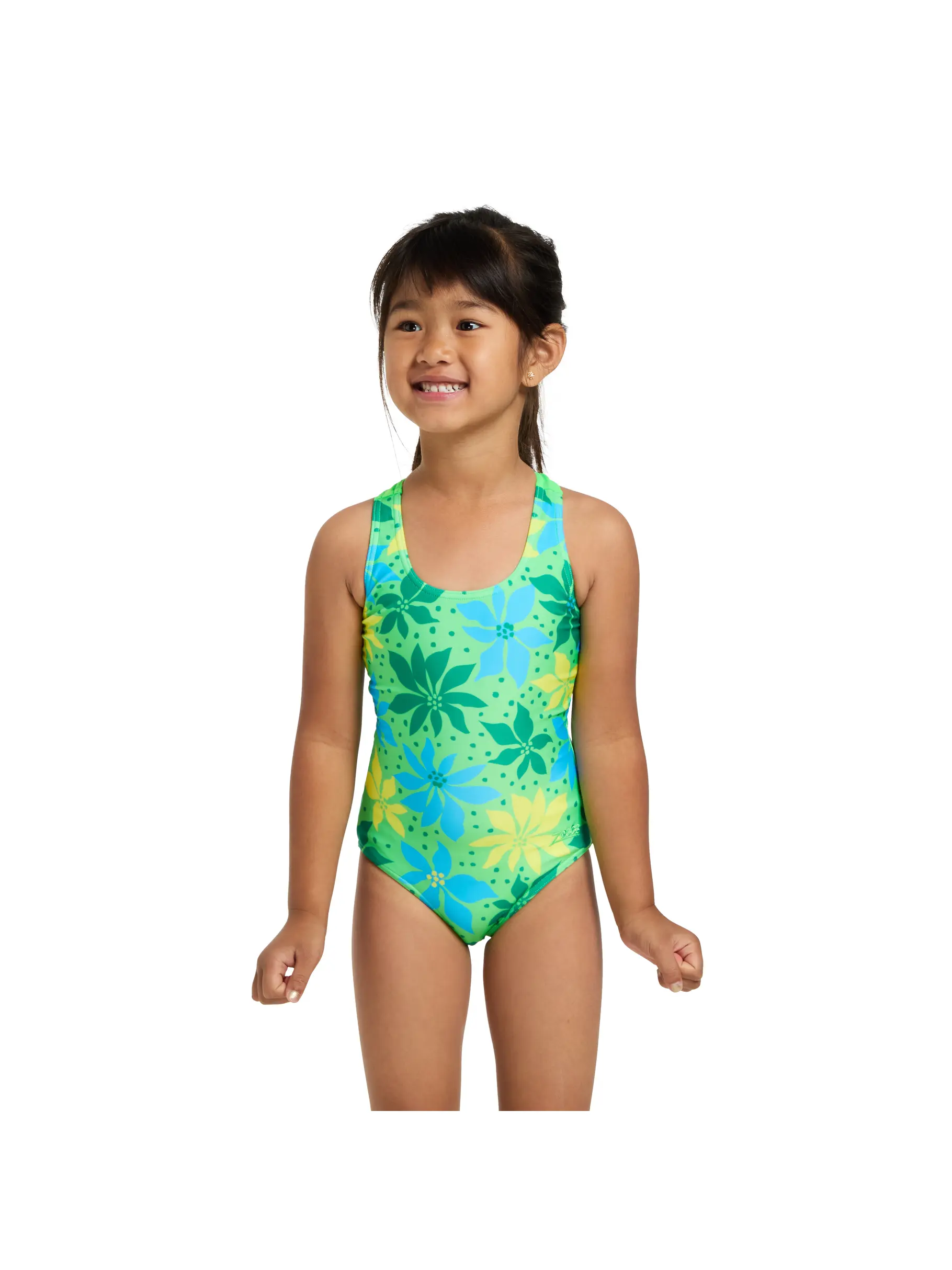 Sale,Clearance, view full size image of Front view of Product detail - Girls Waikiki Green Actionback One Piece WAGN