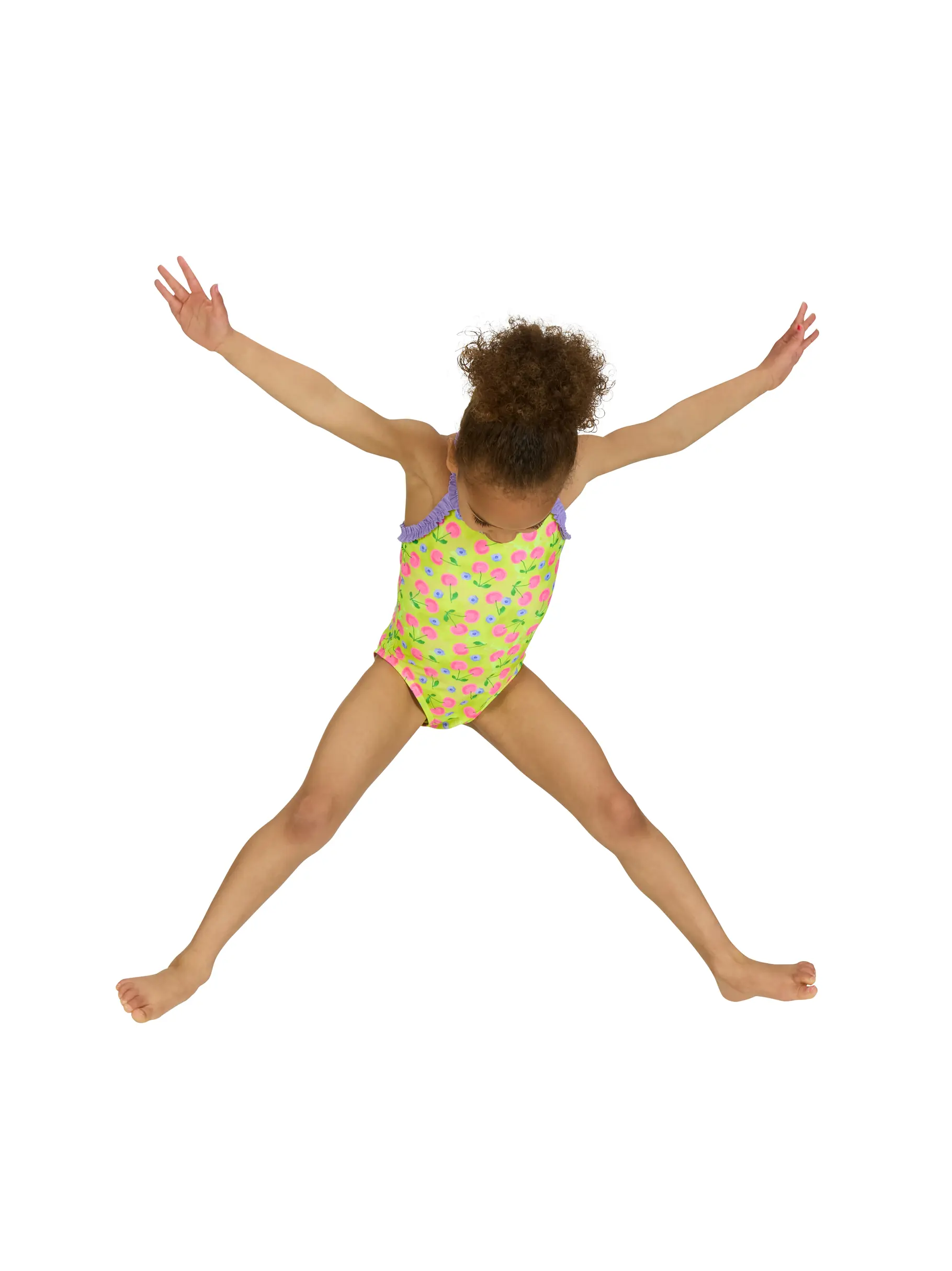 Sale,Clearance, view full size image of Front view of Product detail - Girls Cherries Ruffle Crossback Swimsuit CHER