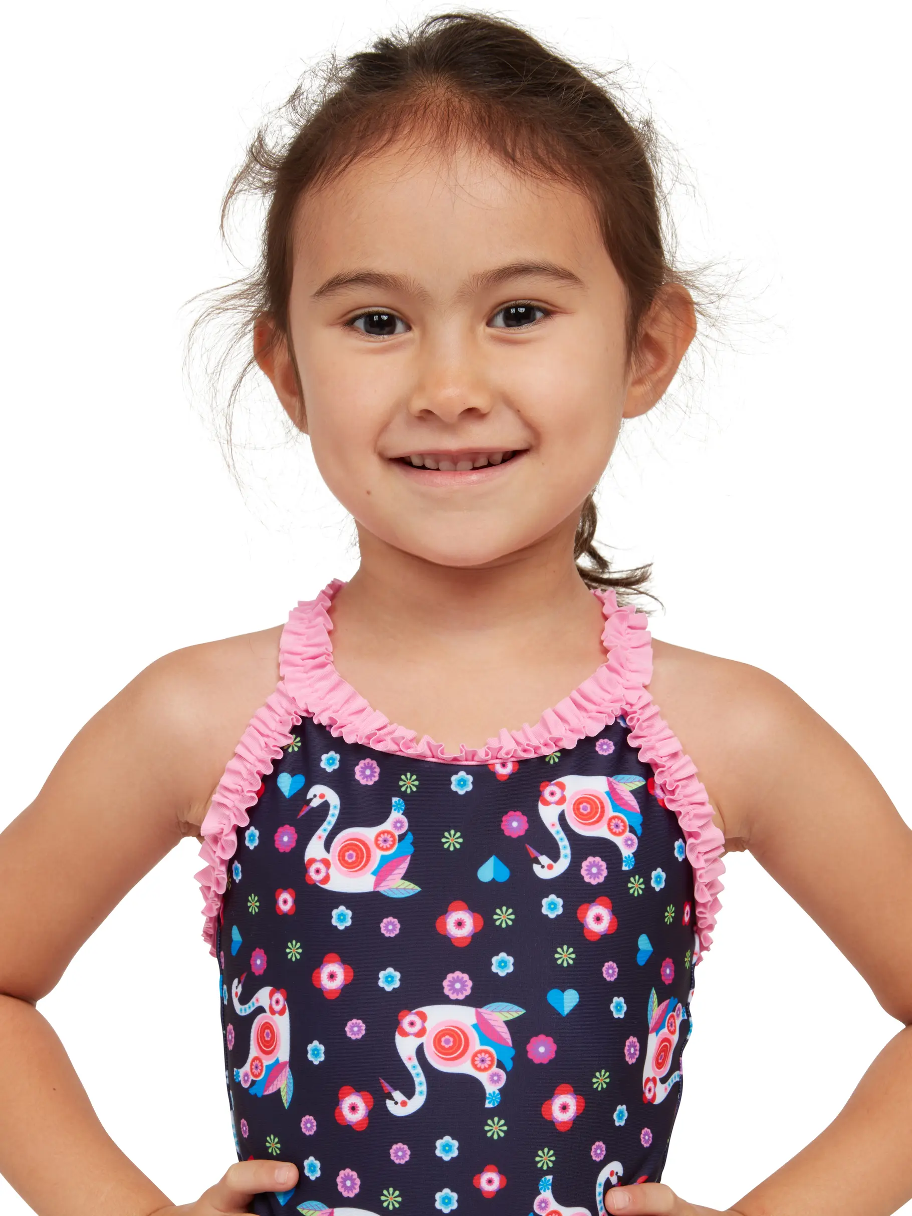 New, view full size image of Front view of Product detail - Girls Daydream Crossback Swimsuit DDRM