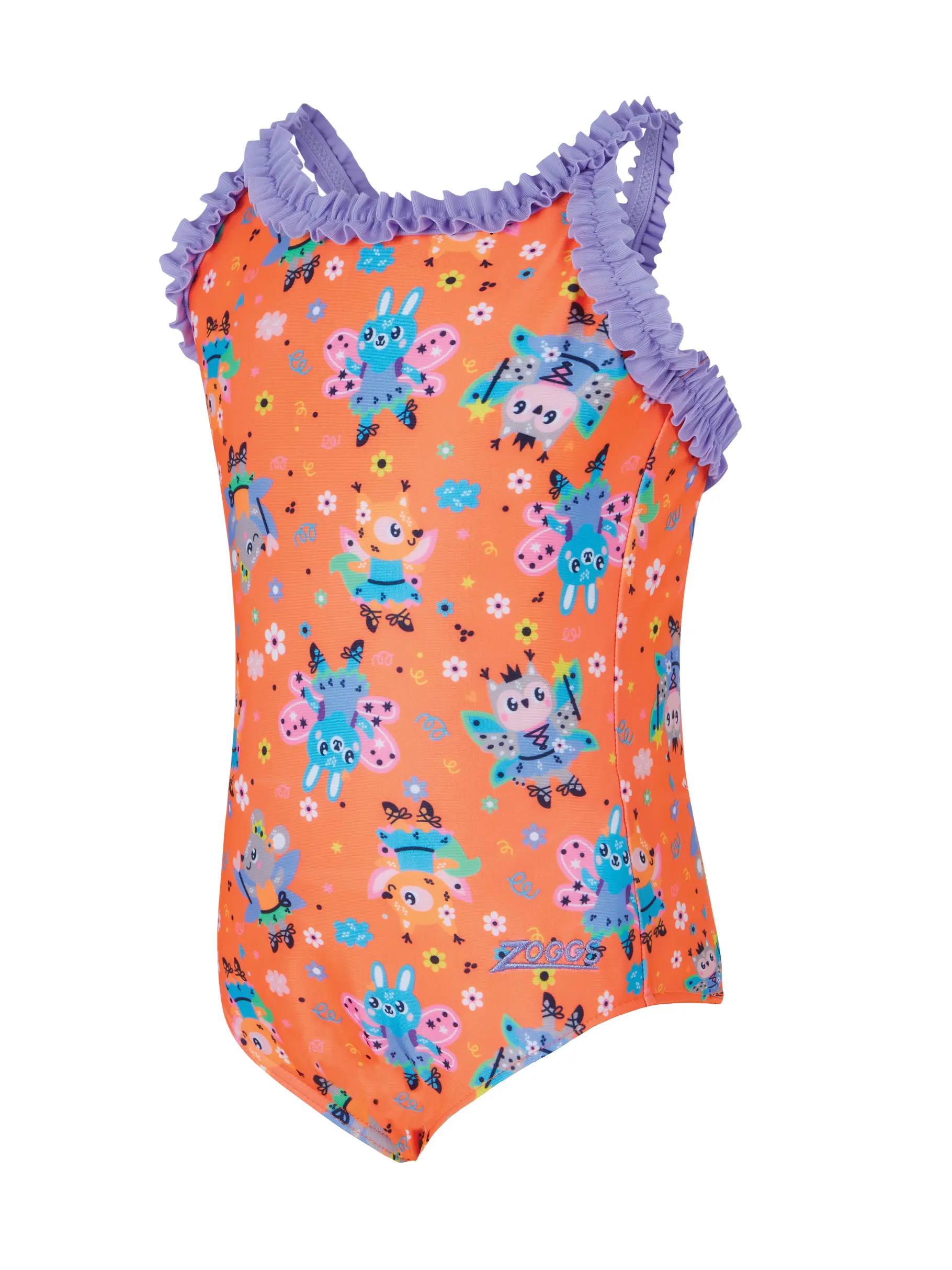 Clearance, view full size image of Front view of Product detail - Girls Tinker Crossback Swimsuit TINK