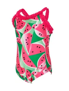 Display front view 1 of Product detail - Girls Watermelon Ruffle Crossback Swimsuit WTML