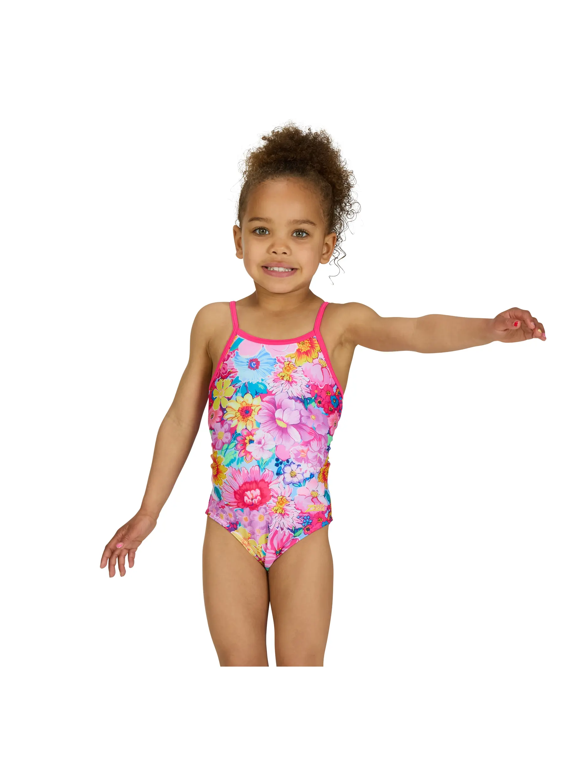 Sale,Clearance, view full size image of Front view of Product detail - Girls Eden Yaroomba Floral Swimsuit elder/pink