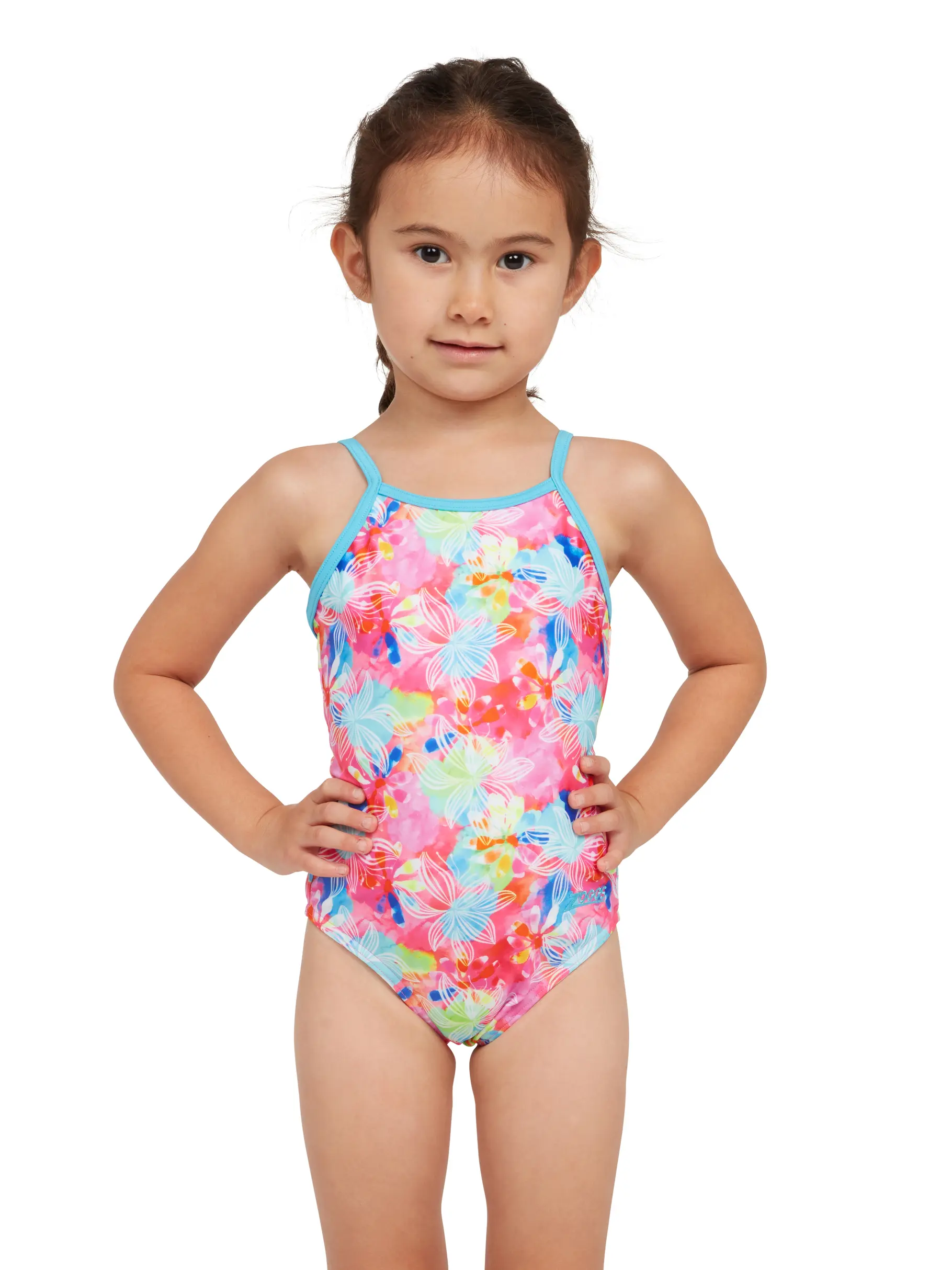 Sale, view full size image of Front view of Product detail - Girls Gala Yaroomba Floral One Piece Swimsuit GALA