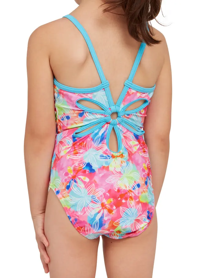 Sale, view full size image of Front view of Product detail - Girls Gala Yaroomba Floral One Piece Swimsuit GALA