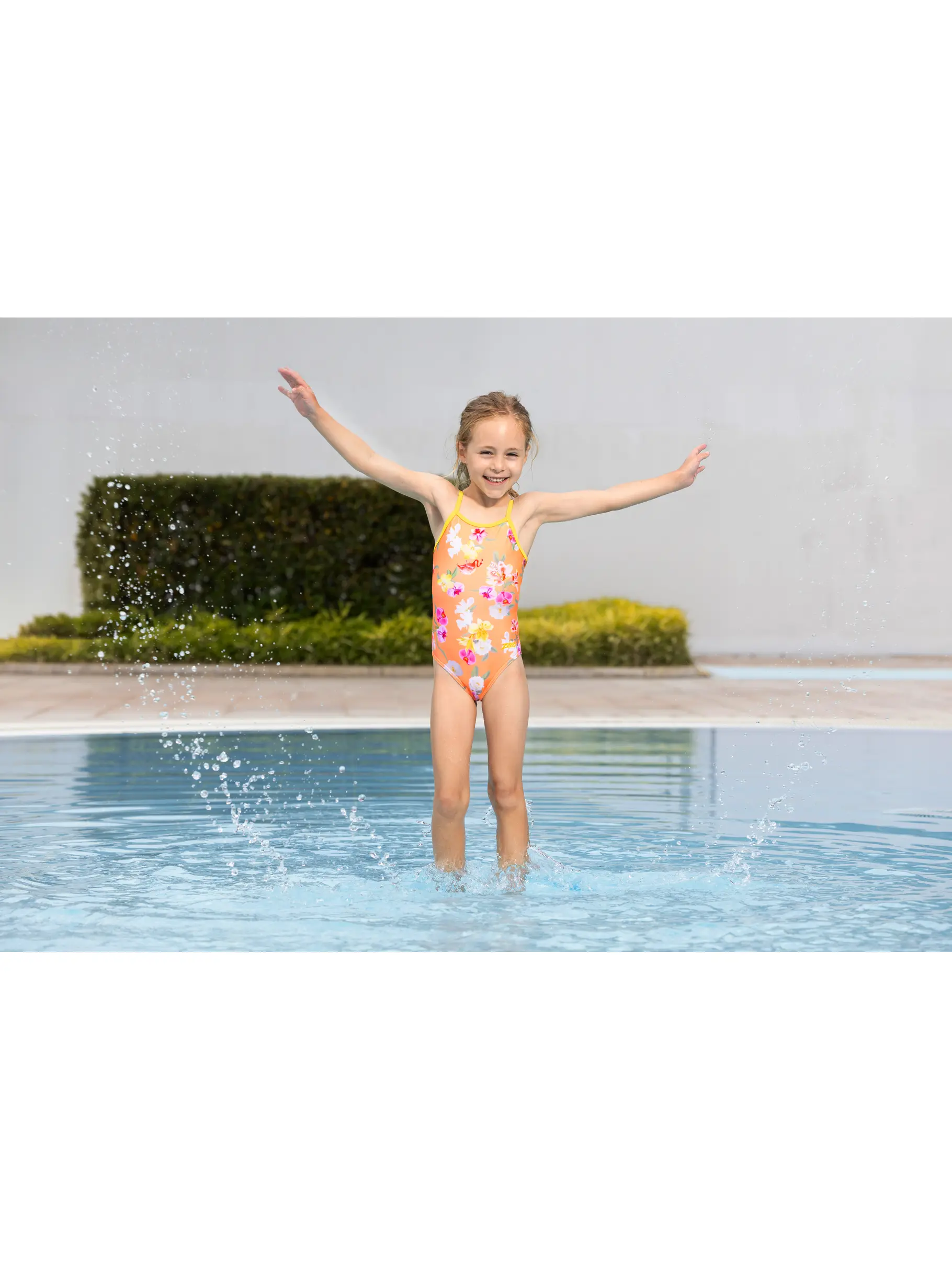 , view full size image of Front view of Product detail - Girls Nirvana Yaroomba Floral One Piece Swimsuit NIRV