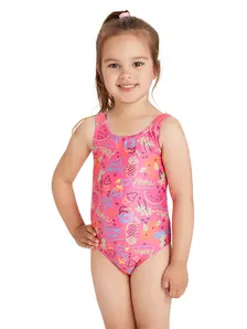 Display front view 1 of Product detail - Girls Crazy Clams Scoopback One Piece Swimsuit ALH