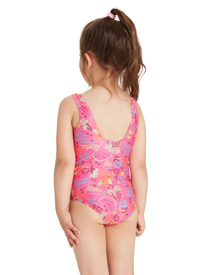 Out of Stock,Sale, visualizzare l'immagine full size della vista frontale di Product detail - Girls Aloha Scoopback One Piece ALH