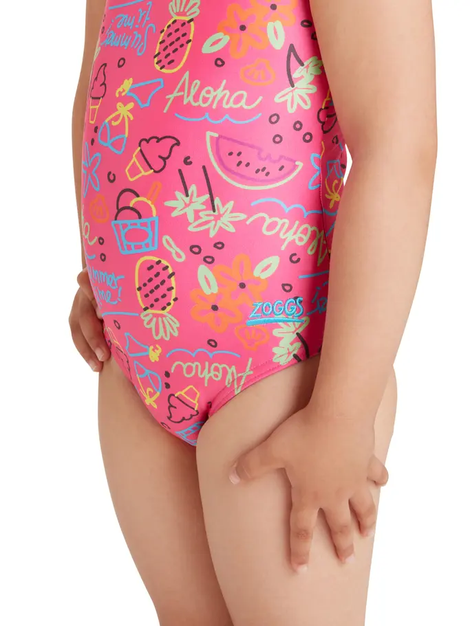 Out of Stock,Sale, visualizzare l'immagine full size della vista frontale di Product detail - Girls Aloha Scoopback One Piece ALH