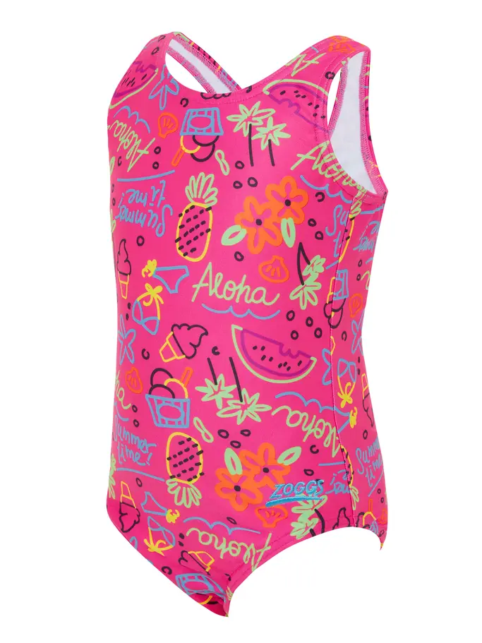 Out of Stock,Sale, visualizzare l'immagine full size della vista frontale di Product detail - Girls Aloha Scoopback One Piece ALH