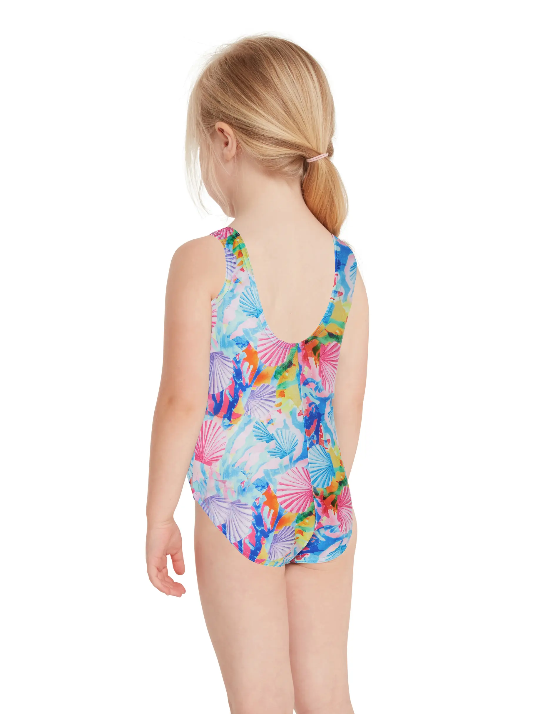 , view full size image of Front view of Product detail - Girls Crazy Clams Scoopback One Piece Swimsuit CZCL