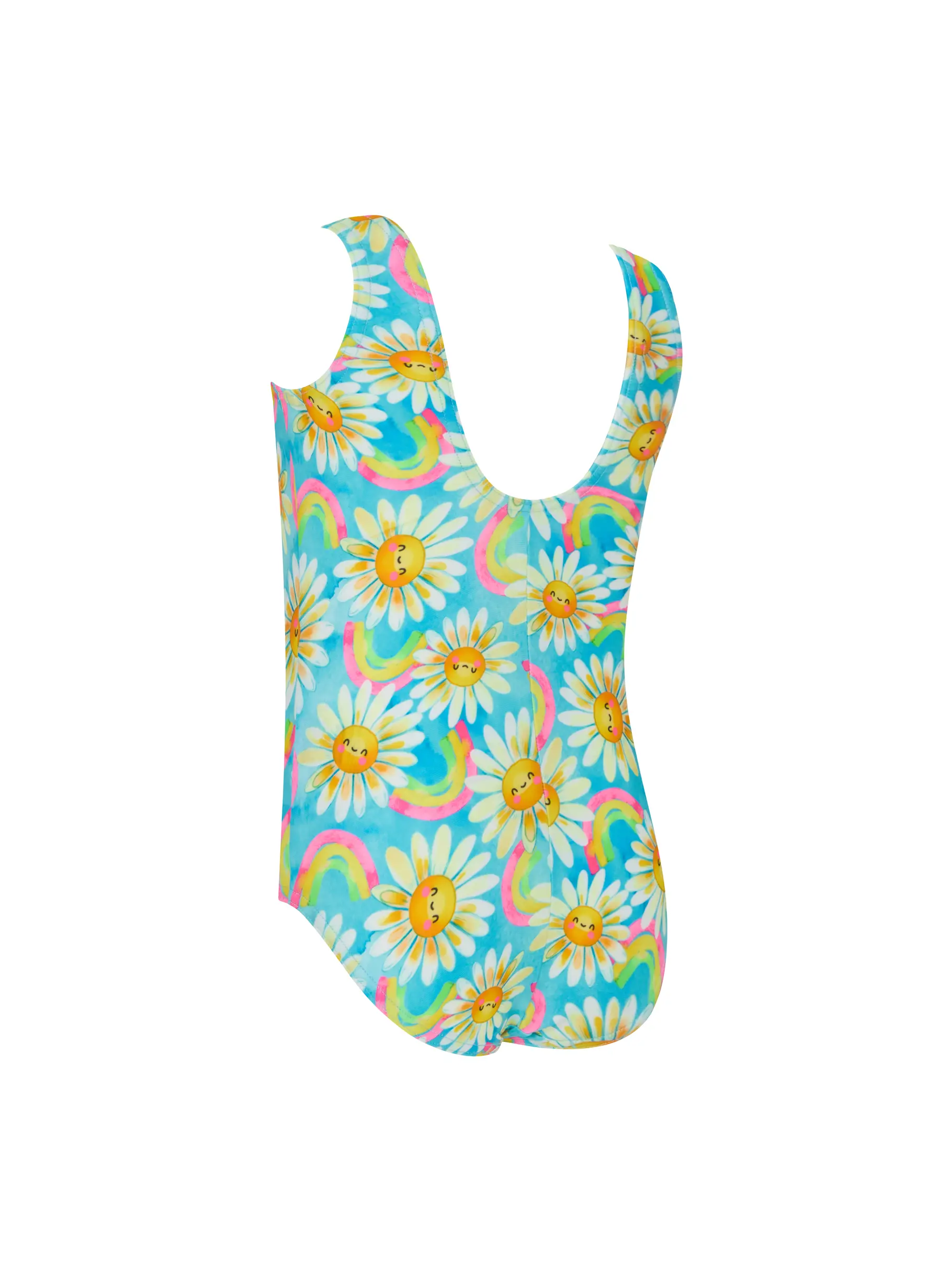New, view full size image of Front view of Product detail - Girls Daisy Scoopback Swimsuit DAIS