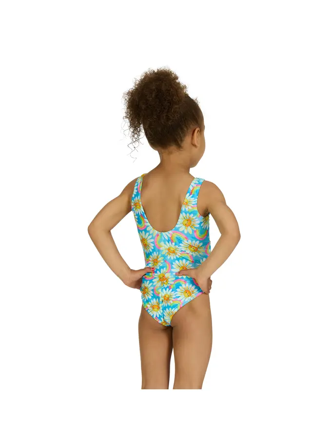 Sale,Clearance, view full size image of Front view of Product detail - Girls Daisy Scoopback Swimsuit DAIS