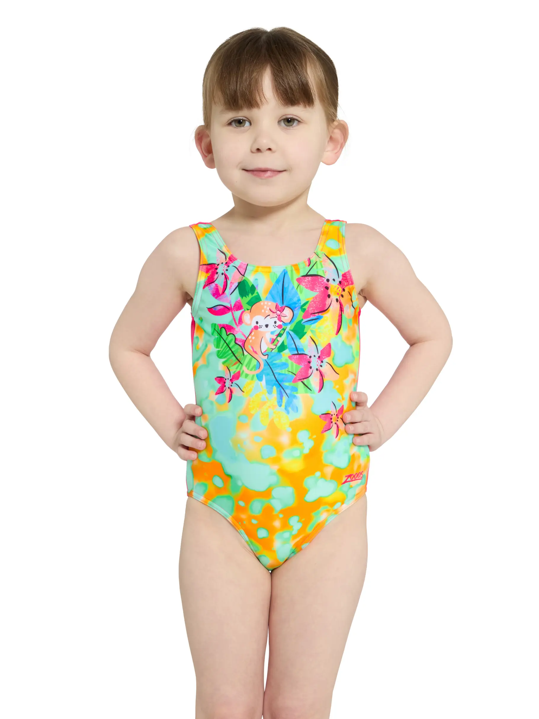 Sale, view full size image of Front view of Product detail - Girls Wildwood Scoopback One Piece WILD