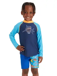 Display front view 1 of Product detail - Boys Paper Shark Long Sleeve Sun Top PASH