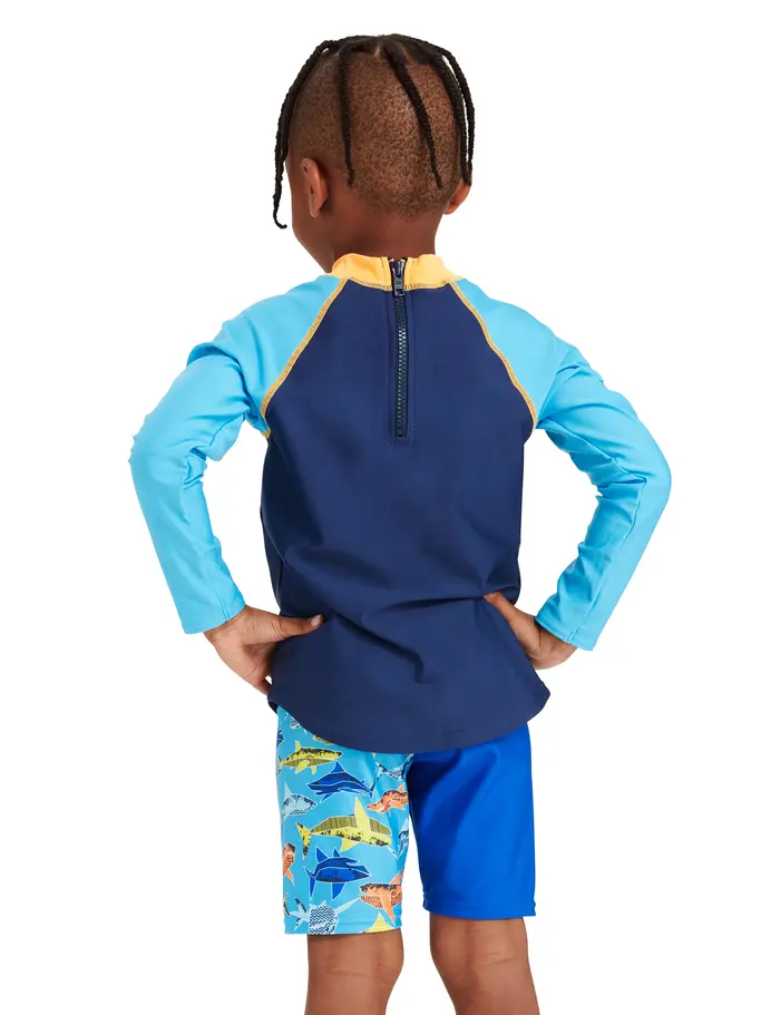 Sale,Clearance, view full size image of Front view of Product detail - Boys Paper Shark Long Sleeve Sun Top PASH
