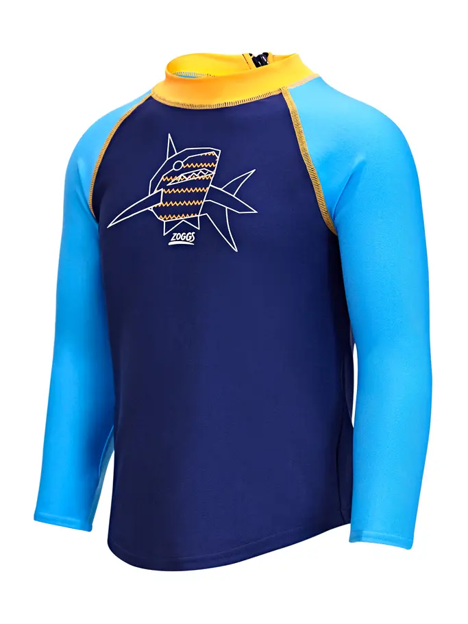 Sale,Clearance, view full size image of Front view of Product detail - Boys Paper Shark Long Sleeve Sun Top PASH