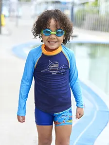 Display front view 4 of Product detail - Boys Paper Shark Long Sleeve Sun Top PASH