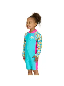 Display front view 6 of Product detail - Girls Daisy Print Long Sleeve All In One Swimsuit DAIS