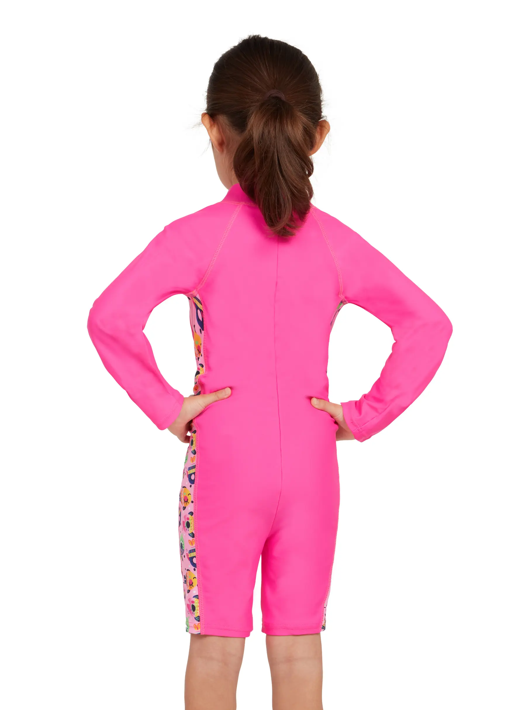 Sale, view full size image of Front view of Product detail - Girls Lolly Fish Long Sleeve All In One Swimsuit LLFS
