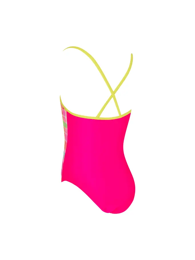 New, view full size image of Front view of Product detail - Girls Checky Crossback Swimsuit CHEC