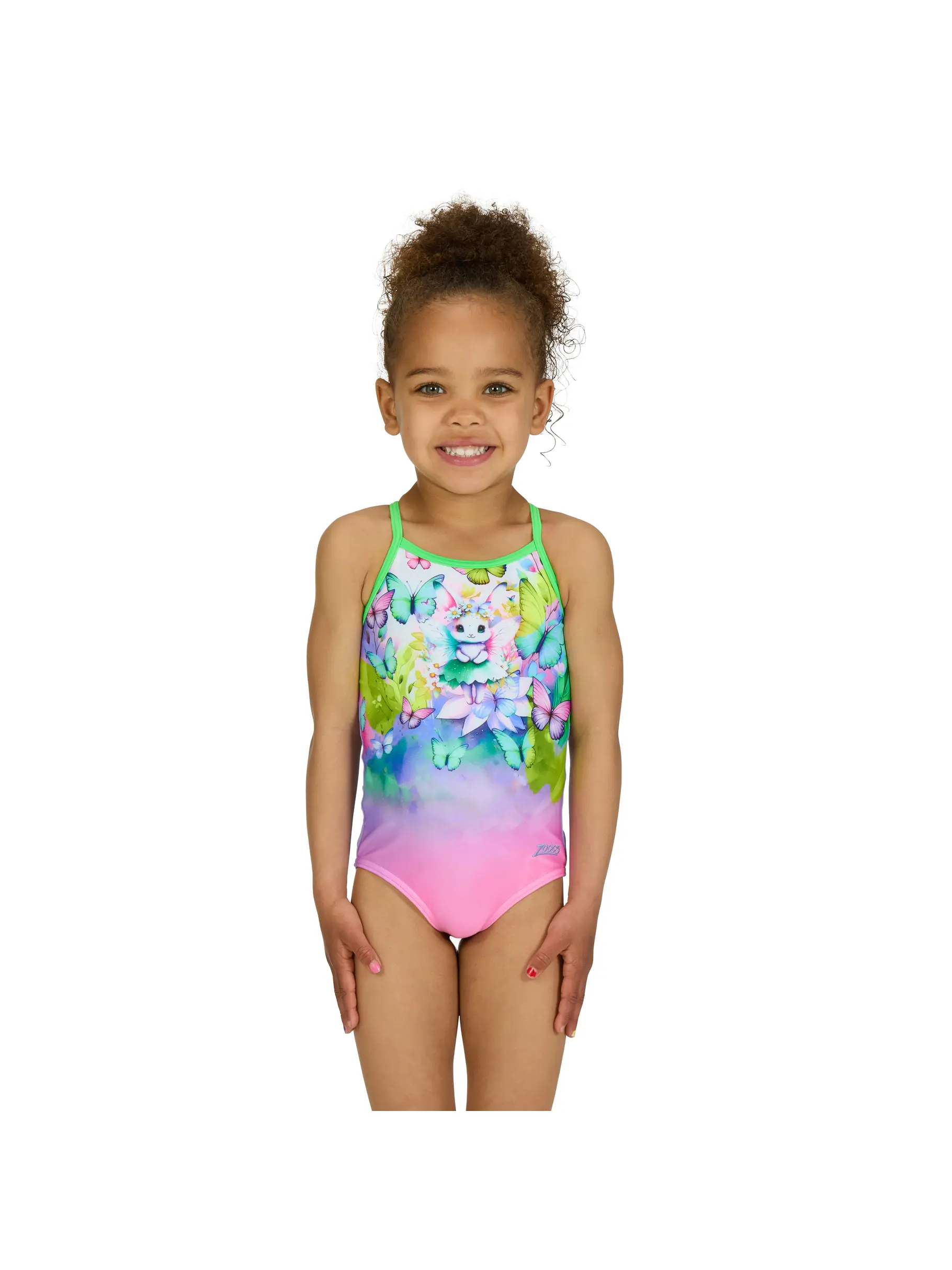 , view full size image of Front view of Product detail - Girls Fairy Bunny Crossback Swimsuit FABU