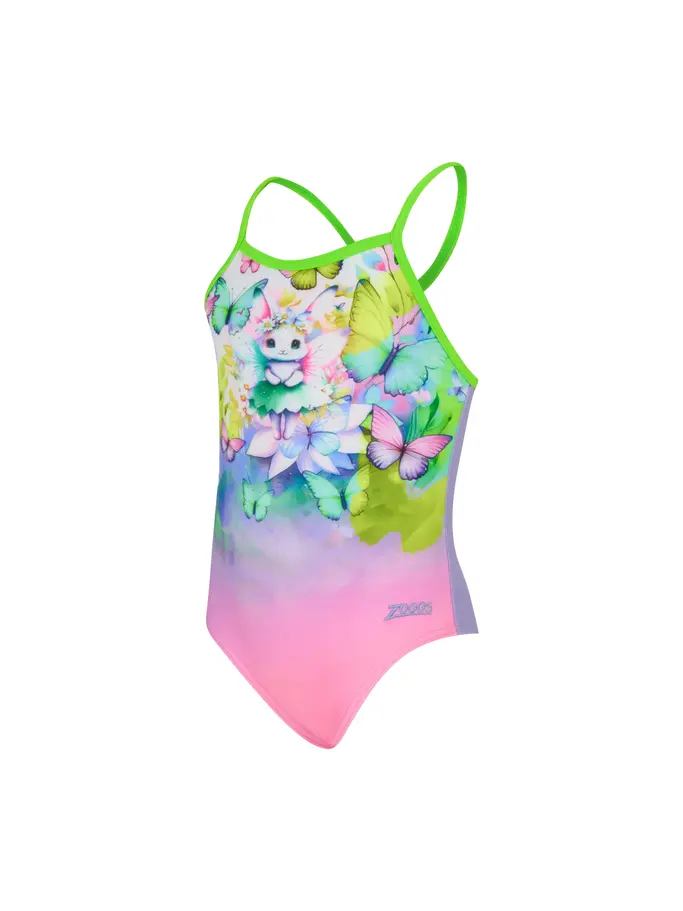 Sale,Clearance, view full size image of Front view of Product detail - Girls Fairy Bunny Crossback Swimsuit FABU