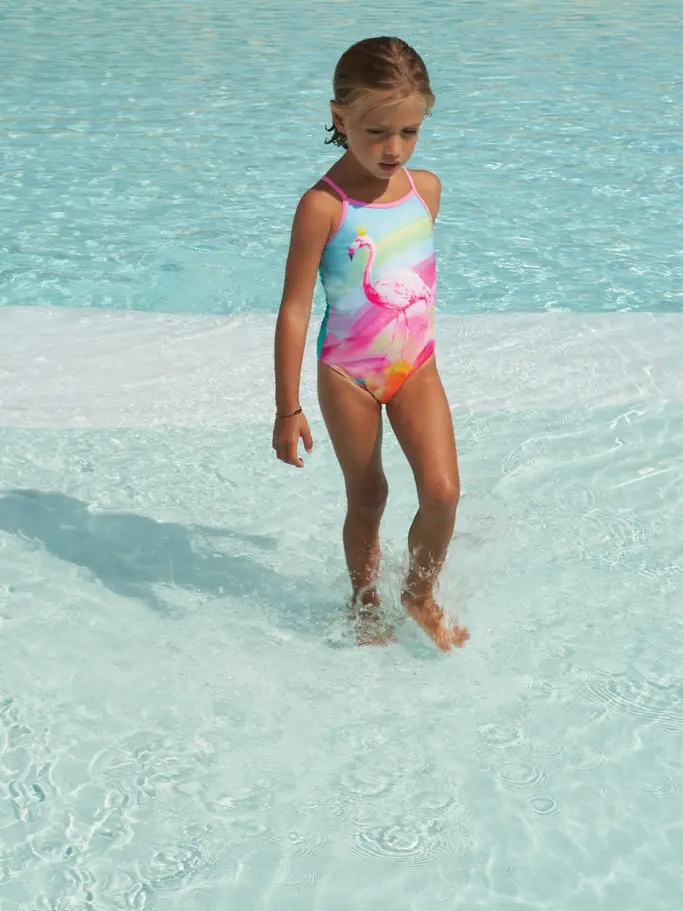 Sale, view full size image of Front view of Product detail - Girls Queeningo Crossback One Piece Swimsuit QNNG