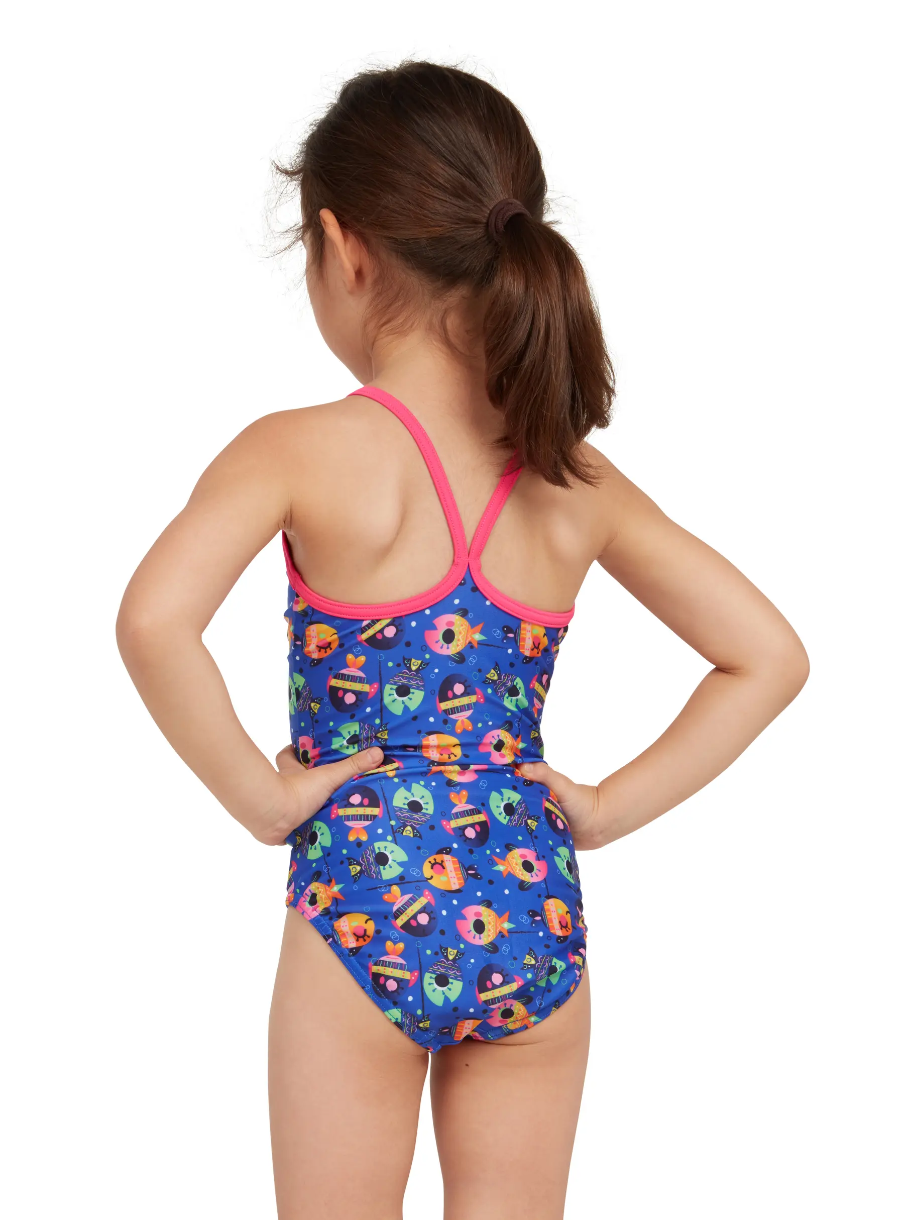 Sale, view full size image of Front view of Product detail - Girls Lolly Fish Texback Swimsuit LLFS
