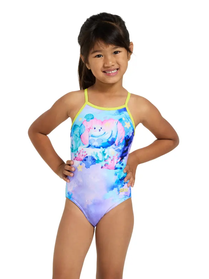 Sale,Clearance, view full size image of Front view of Product detail - Girls Seal Tex Back Swimsuit SEAP