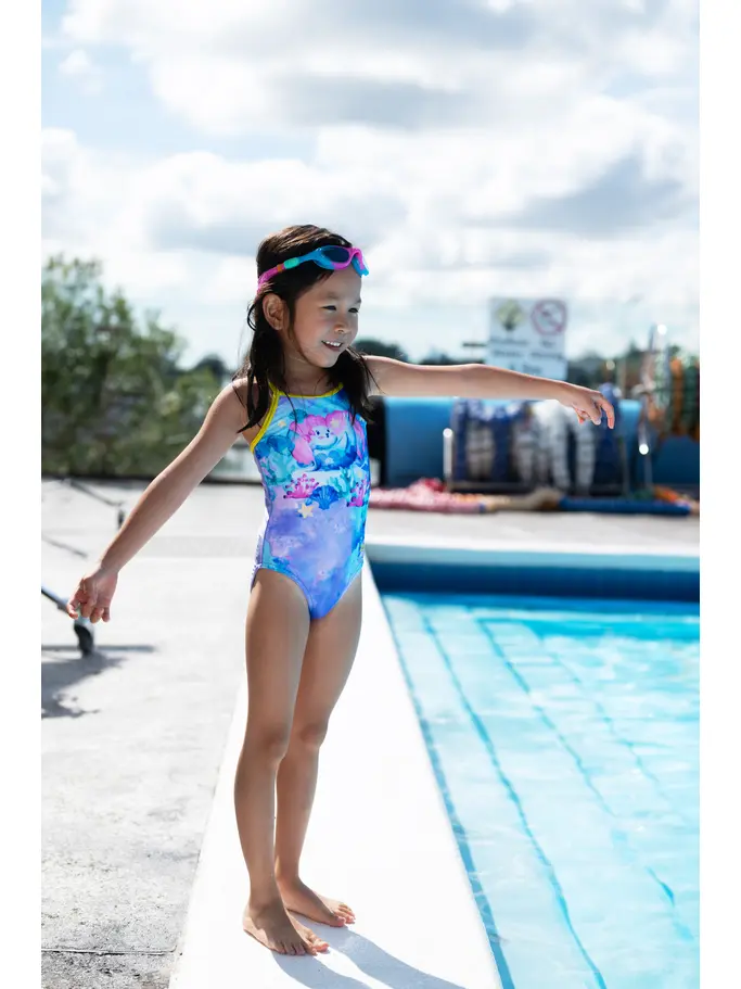 Sale,Clearance, view full size image of Front view of Product detail - Girls Seal Tex Back Swimsuit SEAP