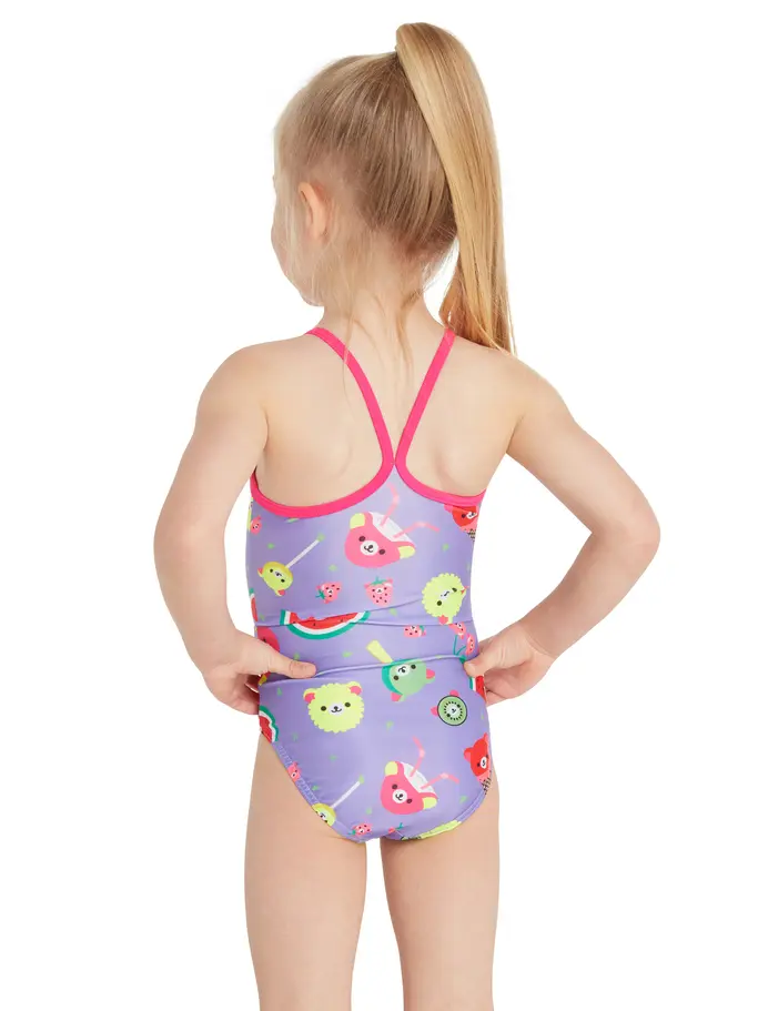 Sale, view full size image of Front view of Product detail - Girls Teddy Fruits Tex Back Swimsuit TEDF
