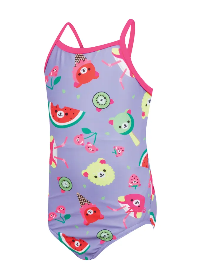 Sale, view full size image of Front view of Product detail - Girls Teddy Fruits Tex Back Swimsuit TEDF