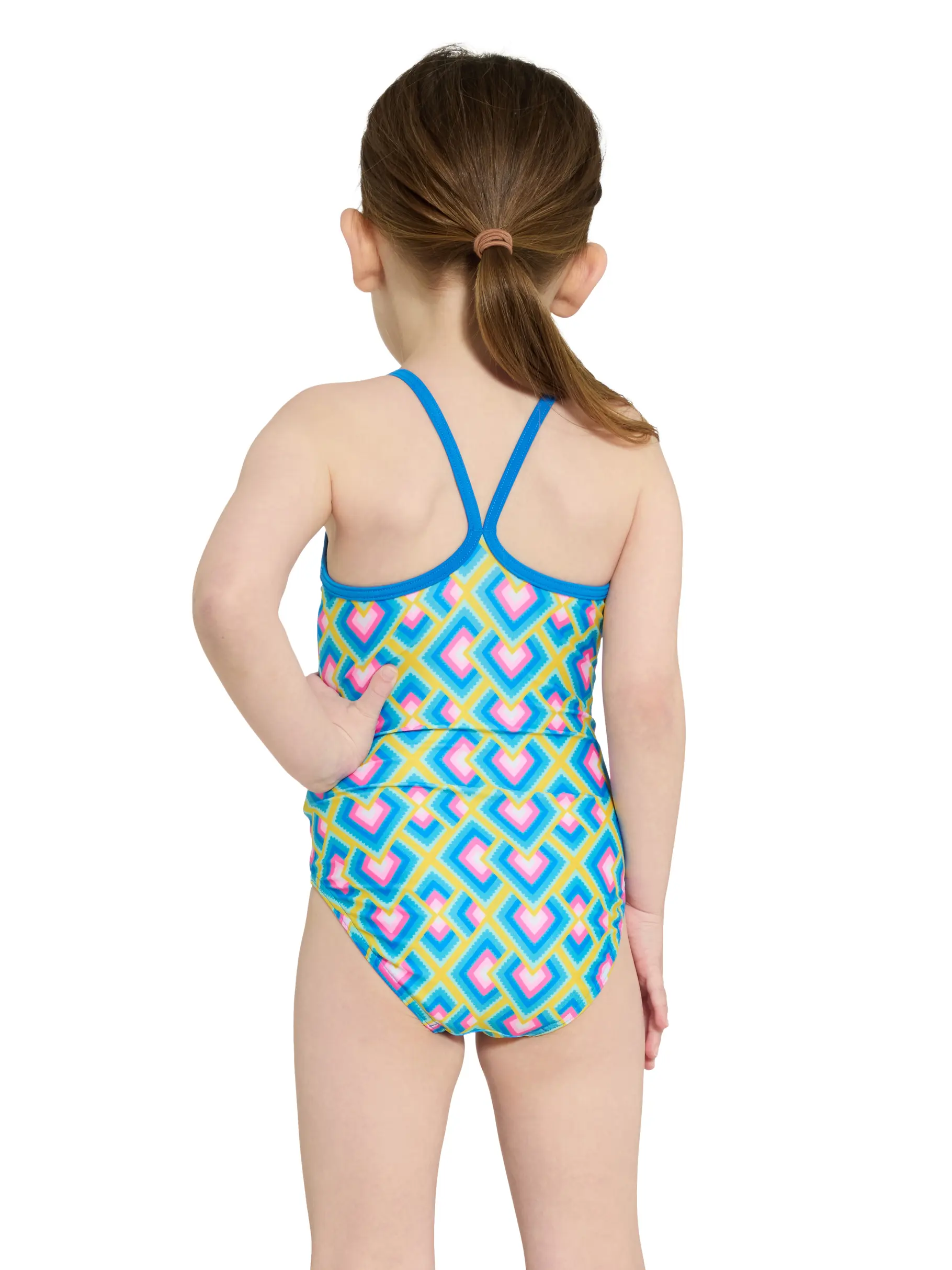 Sale, view full size image of Front view of Product detail - Girls Xena Texback Swimsuit XENA