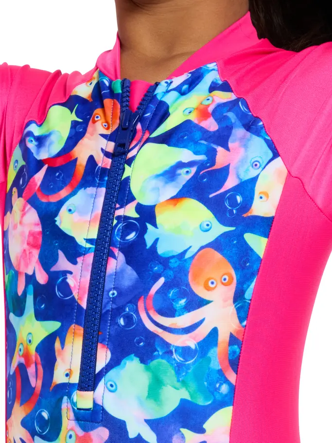 Sale,Clearance, view full size image of Front view of Product detail - Girls Bubbles Paddle Suit BUBB