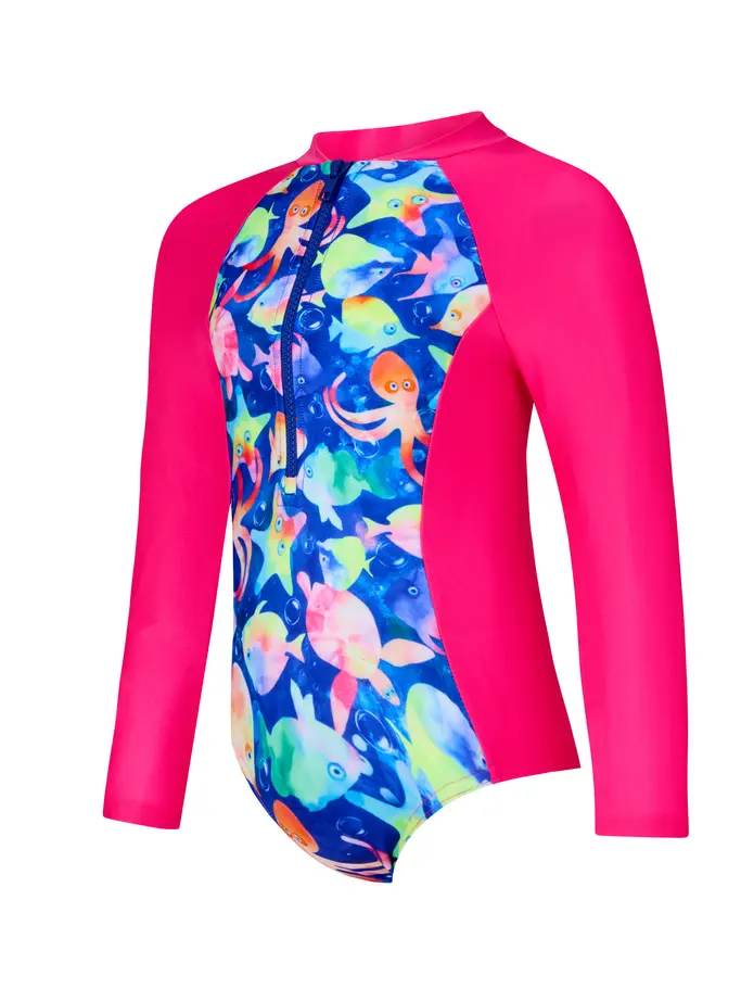 Sale,Clearance, view full size image of Front view of Product detail - Girls Bubbles Paddle Suit BUBB