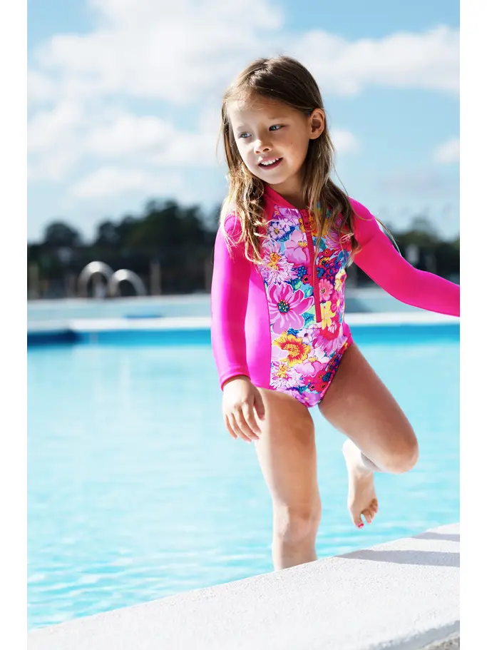 Sale,Clearance, view full size image of Front view of Product detail - Girls Eden Paddle Suit elder/pink