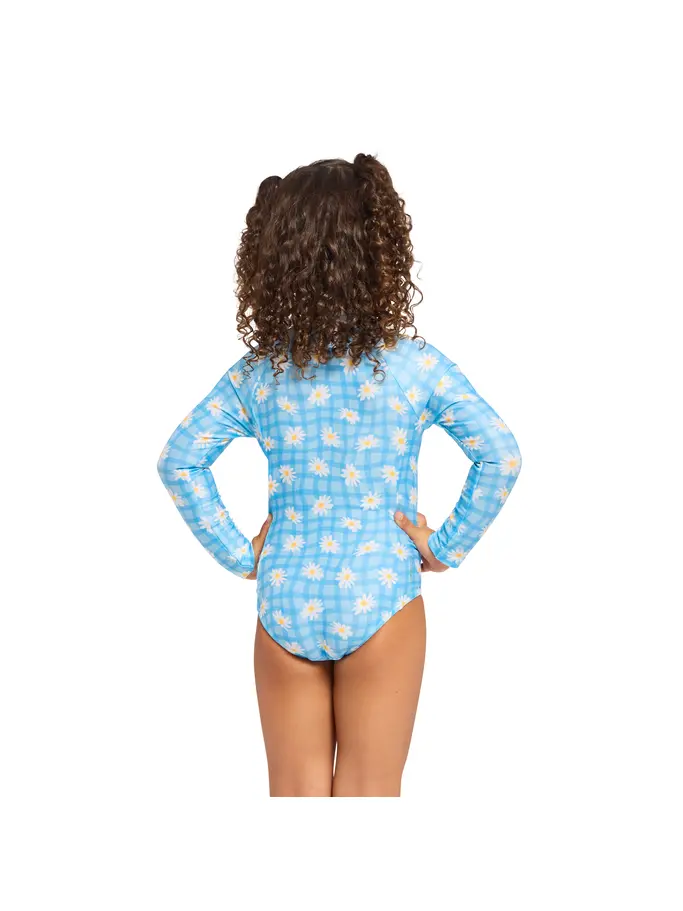 New, view full size image of Front view of Product detail - Girls Daisy Check Paddle Suit DACH