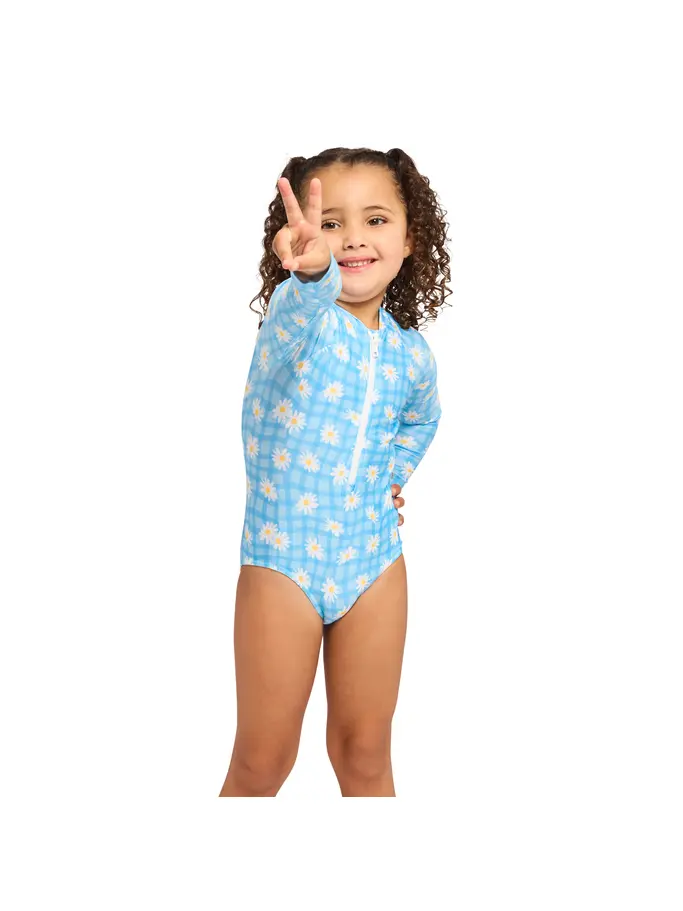New, view full size image of Front view of Product detail - Girls Daisy Check Paddle Suit DACH