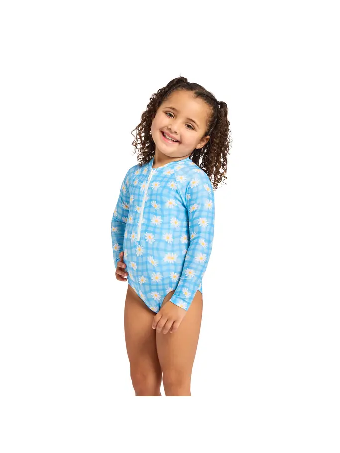 New, view full size image of Front view of Product detail - Girls Daisy Check Paddle Suit DACH