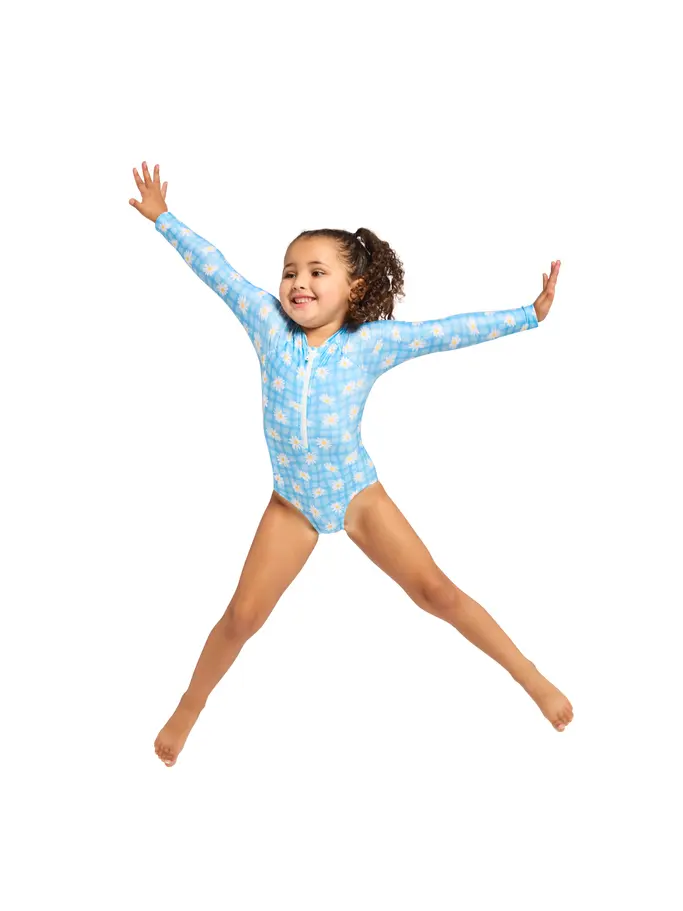 New, view full size image of Front view of Product detail - Girls Daisy Check Paddle Suit DACH