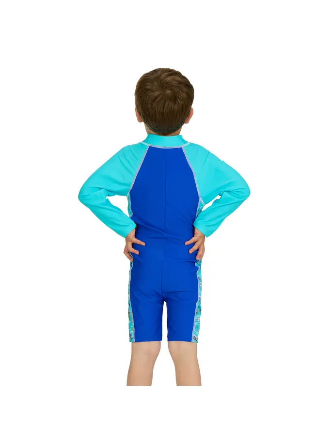 Sale, view full size image of Front view of Product detail - Boys Oceanic Long Sleeve All In One Swimsuit ocean