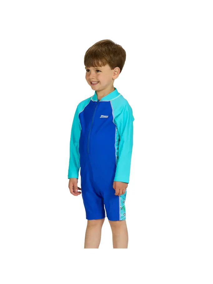 Sale, view full size image of Front view of Product detail - Boys Oceanic Long Sleeve All In One Swimsuit ocean