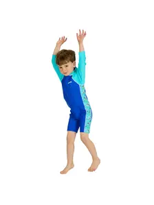 Display front view 5 of Product detail - Boys Oceanic Long Sleeve All In One Swimsuit ocean