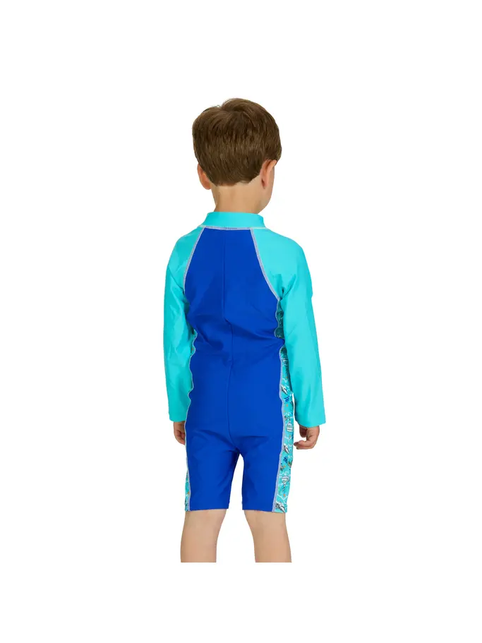 Sale, view full size image of Front view of Product detail - Boys Oceanic Long Sleeve All In One Swimsuit ocean