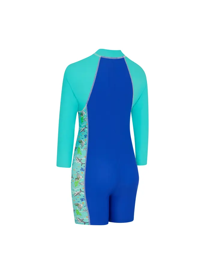 Sale, view full size image of Front view of Product detail - Boys Oceanic Long Sleeve All In One Swimsuit ocean