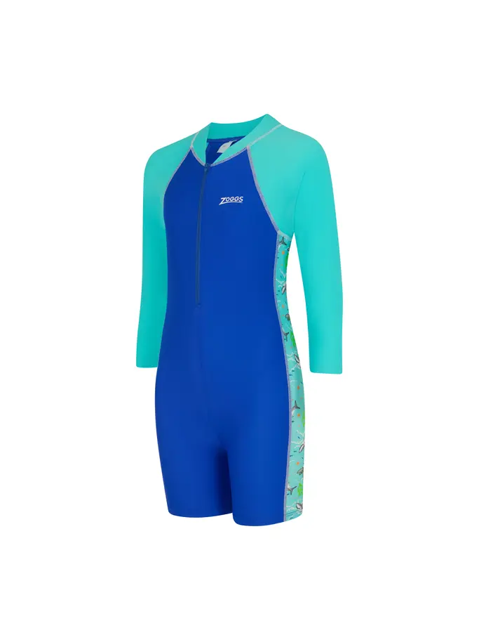 Sale, view full size image of Front view of Product detail - Boys Oceanic Long Sleeve All In One Swimsuit ocean